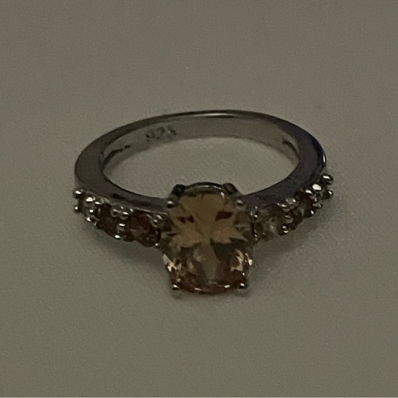 New S925 Sterling Silver Rare Golden Orange Topaz Oval Cut Luxurious Ring - Picture 7 of 16